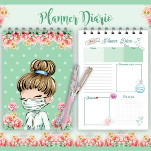 planner diario nossos herois corona verde para personalizar