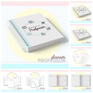 Planner Digital Professor com Miolo 300 Páginas 6 Layout digital de um planner de professor, em diversas visualizações.