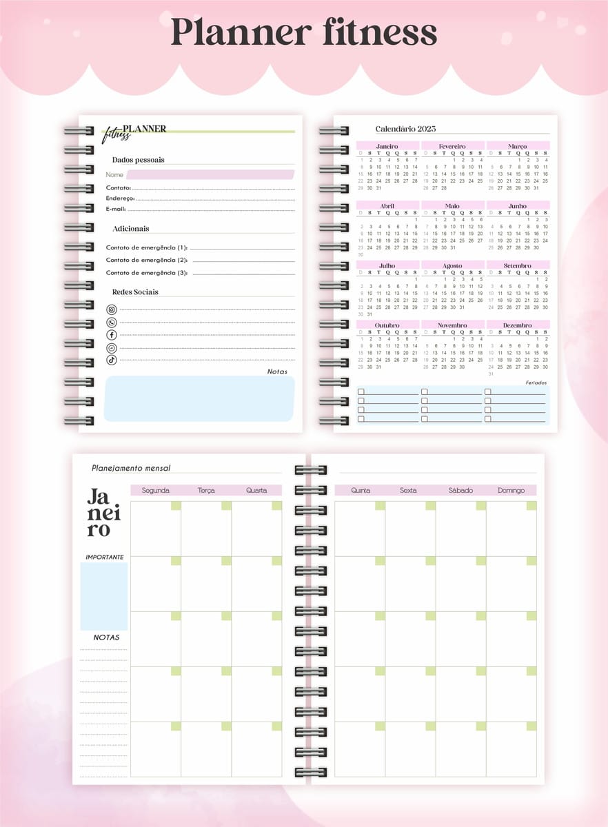 Planner Fitness Feminino para Imprimir Arquivo Digital 2 Planner Fitness Feminino para Imprimir Arquivo Digital - Imagem 2