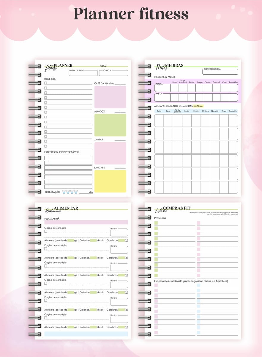 Planner Fitness Feminino para Imprimir Arquivo Digital 3 Planner Fitness Feminino para Imprimir Arquivo Digital - Imagem 3