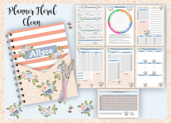 Planner Floral Clean - Arquivo Digital