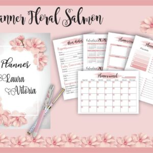 Planner Floral Salmão - Arquivo Digital