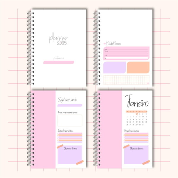 Planner Rose 2025 Feminino - Arquivo Digital