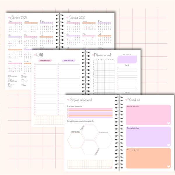 Planner Rose 2025 Feminino - Arquivo Digital