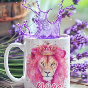 png mae leoa com coroa para caneca no dia das maes