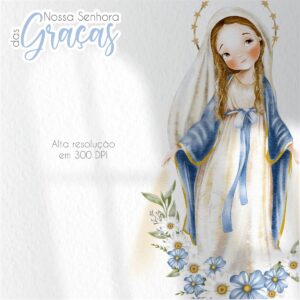 Santinhos Digitais Nossa Senhora das Graças V2 Aquarelados