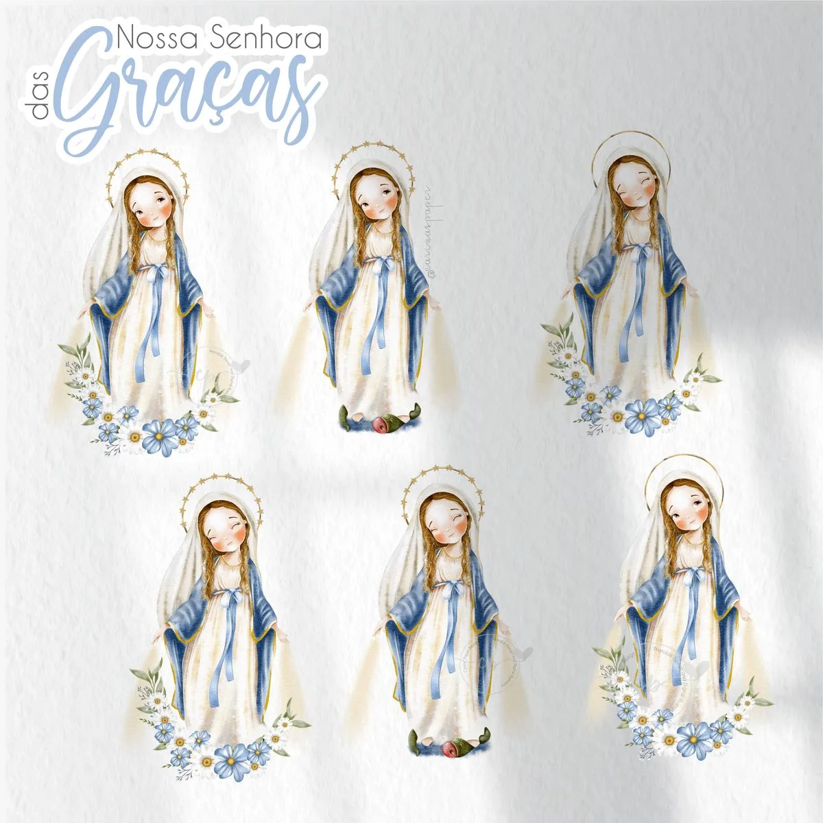 Santinhos Digitais Nossa Senhora das Graças V2 Aquarelados