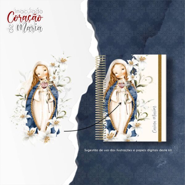 Santinhos Imaculado Coração de Maria Kit Digital em Png