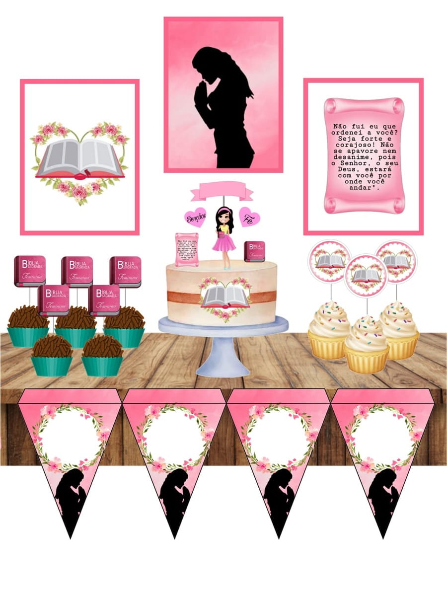 Kit Digital Evangélico Feminino Tema Só um Bolinho 1 Kit Digital Evangélico Feminino Tema Só um Bolinho
