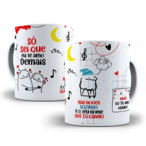 Template Caneca "Eu Te Amo Demais" - Estilo Flork e Música