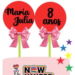 Topo de Bolo Ballon Cake Now United - Arquivo Digital