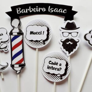 topo de bolo barbeiro para festa infantil em studio