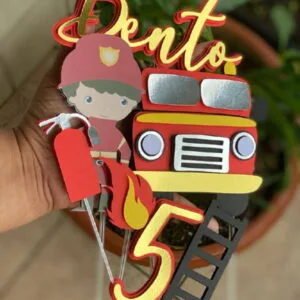 Topo de Bolo Bombeiro Camadas - Arquivo Digital