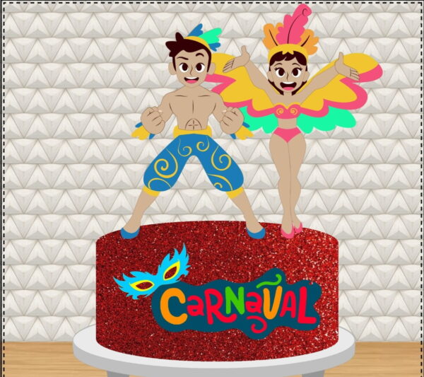 Topo de Bolo Casal Carnaval - Arquivo Digital