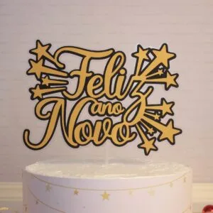Topo de Bolo Feliz Ano Novo - Arquivo Digital 15 Topo de Bolo Feliz Ano Novo - Arquivo Digital