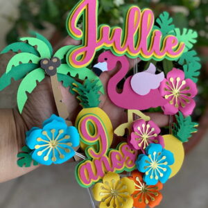topo de bolo flamingo camadas para corte em studio