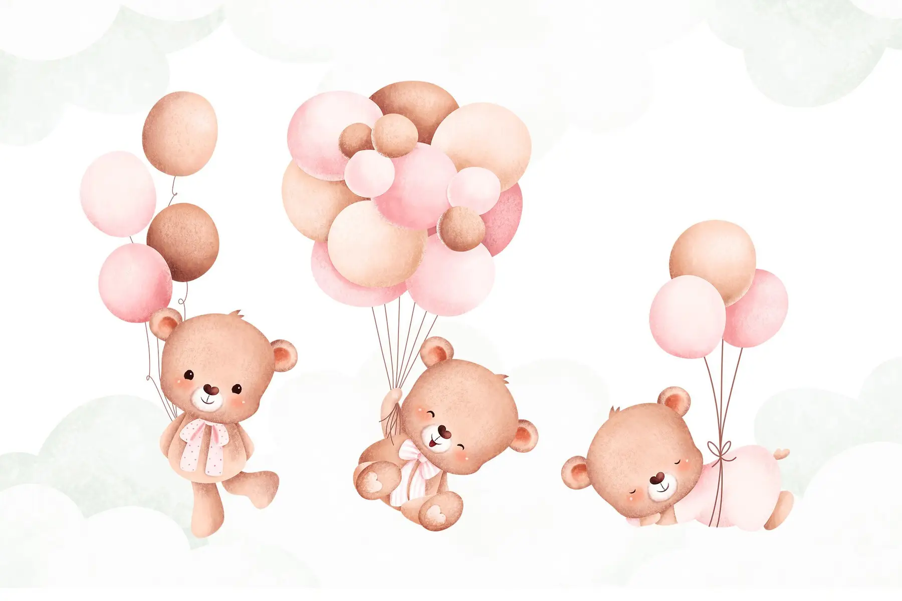 Ursinho Baloeiro Clipart Rosa: Kit Digital Completo 2 Ursinho Baloeiro Clipart Rosa Kit Digital Completo 3