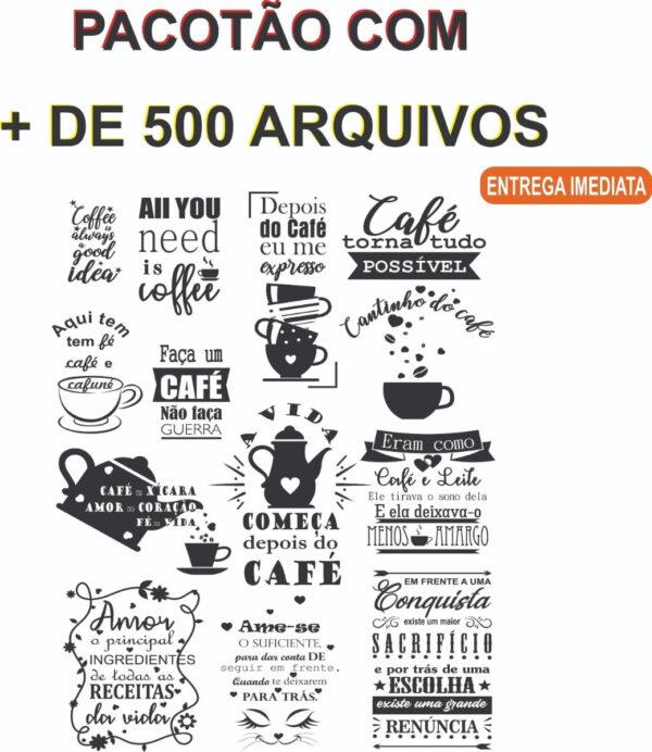 Vetores Frases Café Cafeteria Doceria Lettering Parede Giz
